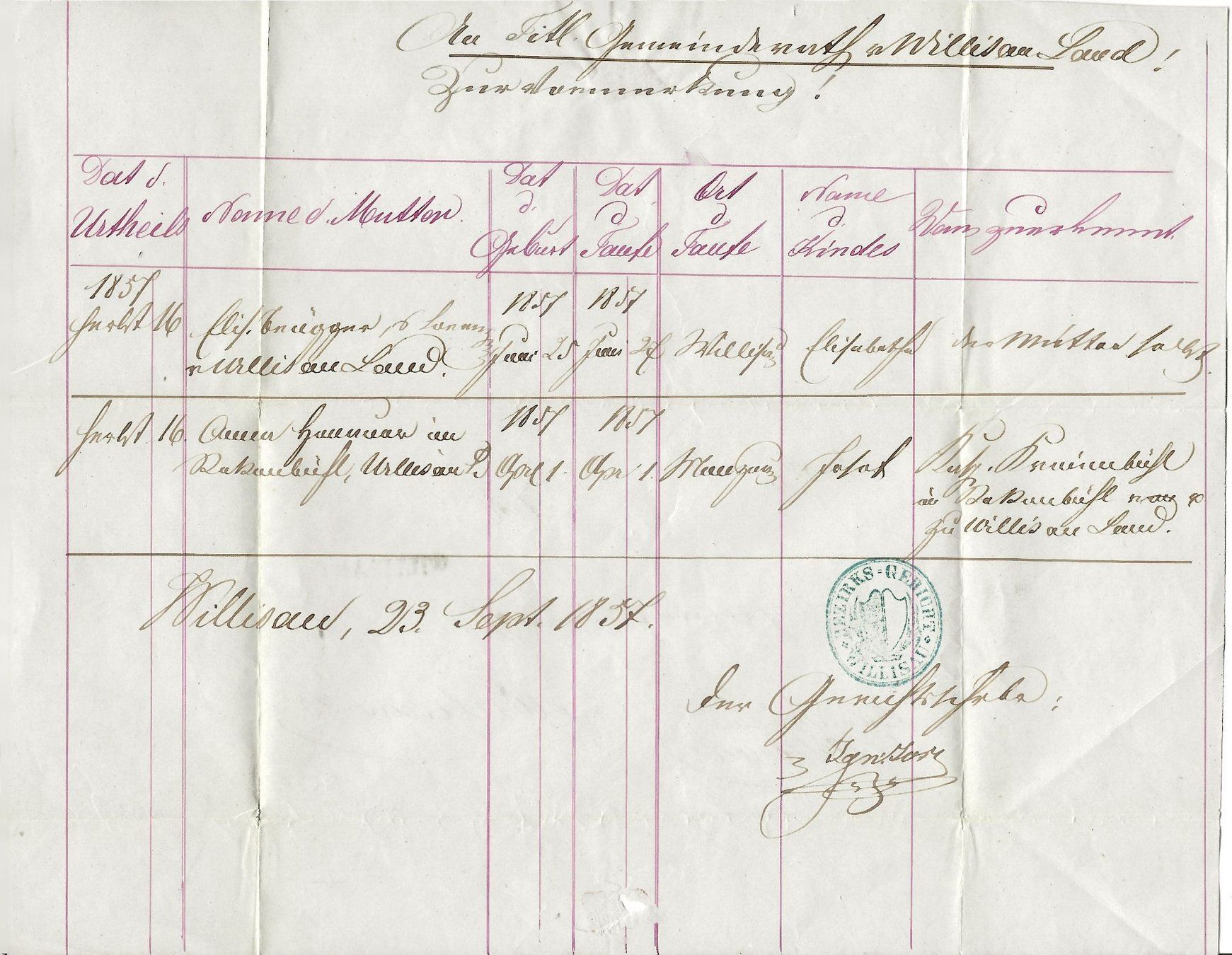 Cartes postales: Willisau, Balkenstempel, 1857, Gerichtsurkunde – D'occasion à Frauenfeld par Merk52 2
