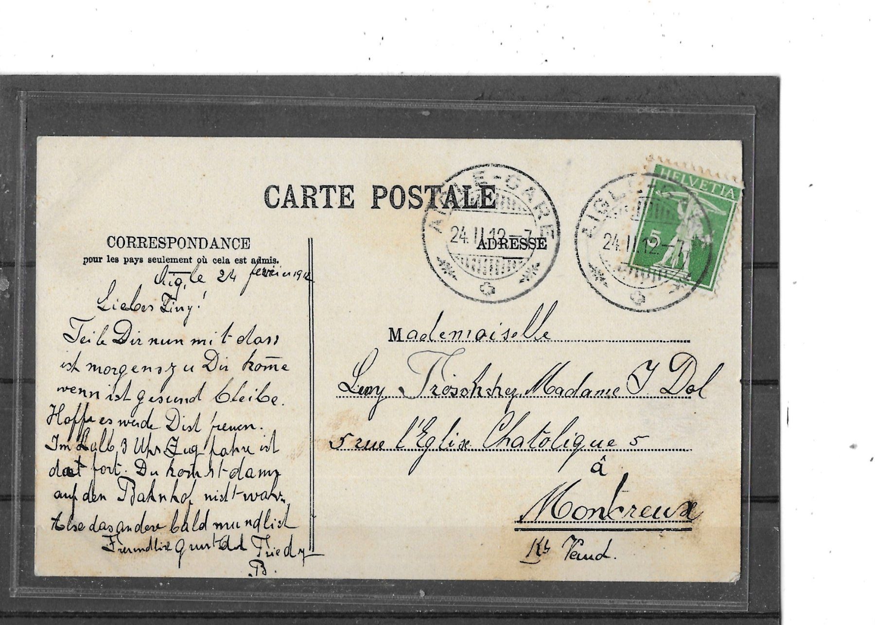 Cartoline postali: VD Aigle 1912 – Usato da Schocherswil venduto da Wilare 1