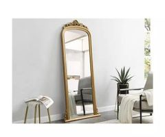 Großer Spiegel - H. 180 cm - Eukalyptusholz - Goldfarben