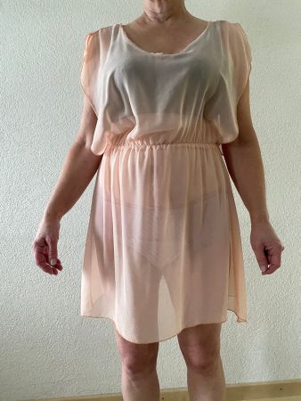 Kleid Cocktailkleid Sommerkleid rosa Gr. 40 durchsichtig