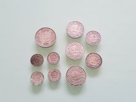 Lot de dix pièces de monnaie suisse en argent 