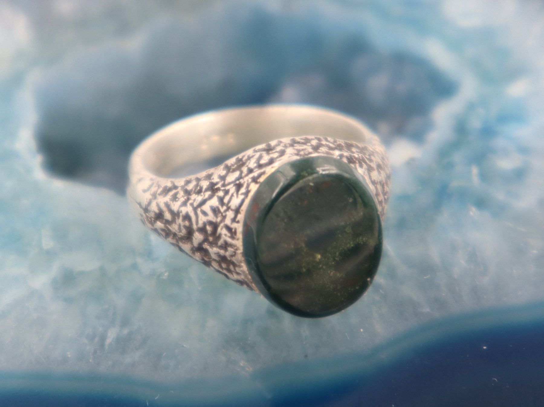Ringe: Silber Ring Vintage mit Grüner Blutstein Gr 51 VTG – Gebraucht aus Baden von swiss-alps 1