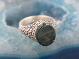Silber Ring Grüner Blutstein Gr 51 VTG