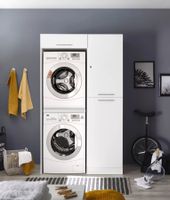 Waschmaschinenschrank Hochschrank - 117cm Weiss - 2 Geräte