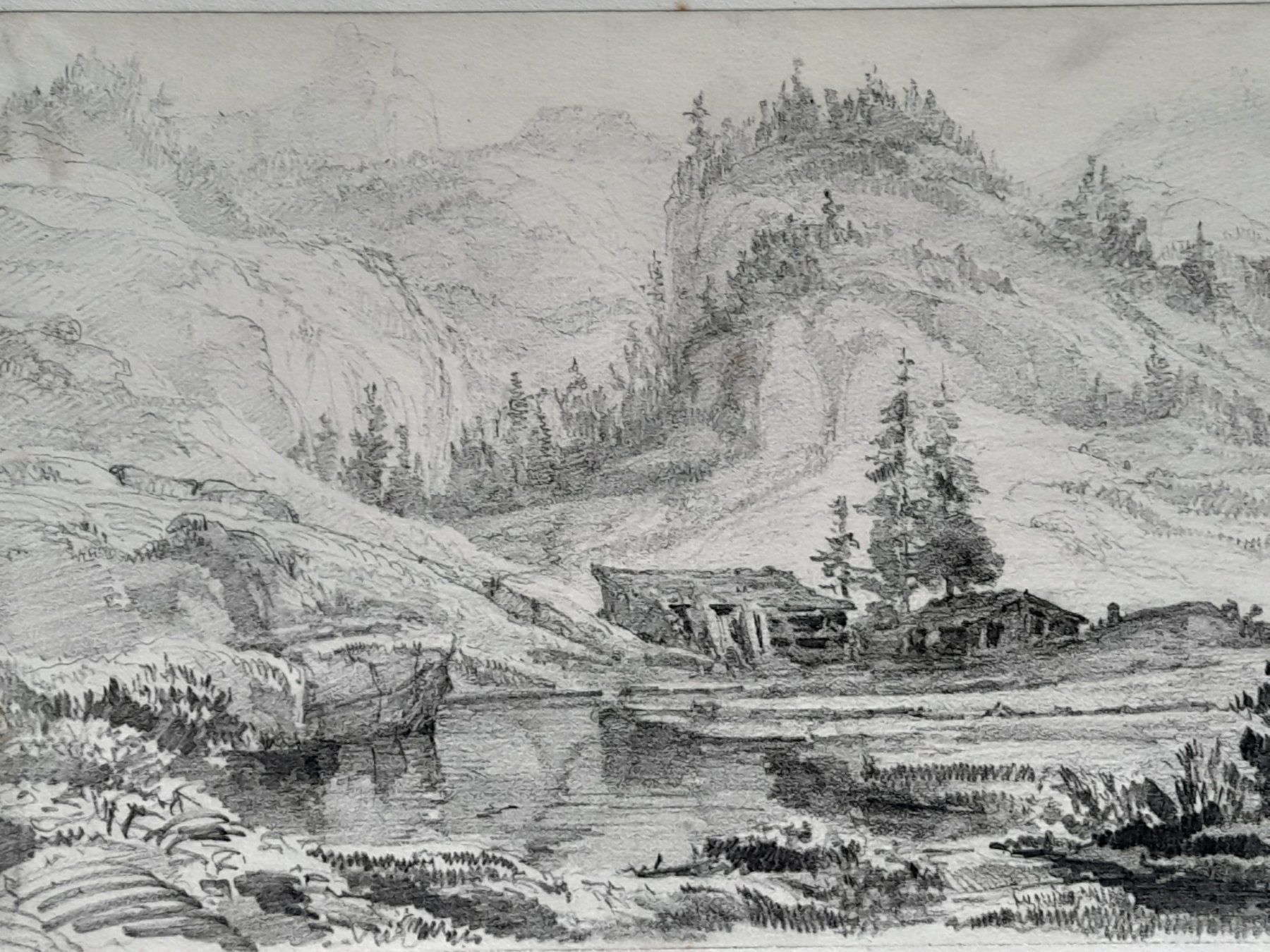 Dipinti: " Bergseelein " Kohlestift-Zeichnung antik – Usato da Thun venduto da JeJoe 7