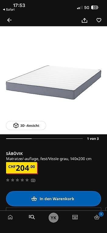 Matratzen: Matratze 140x200  – Gebraucht aus Münsingen von yarenkurt