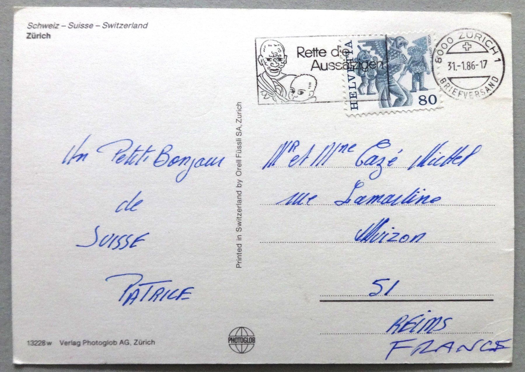 Ansichtskarten: Zürich – Gebraucht aus Fétigny von Billy2miny 1