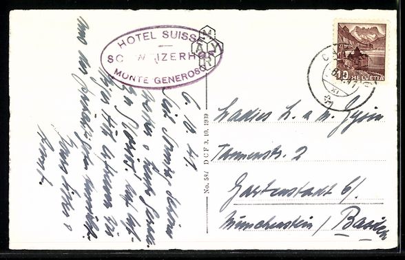 Ansichtskarten: Monte Generoso, Gipfel mit Hotel Schweiz – Gebraucht aus Berlin von bartko-reher 1