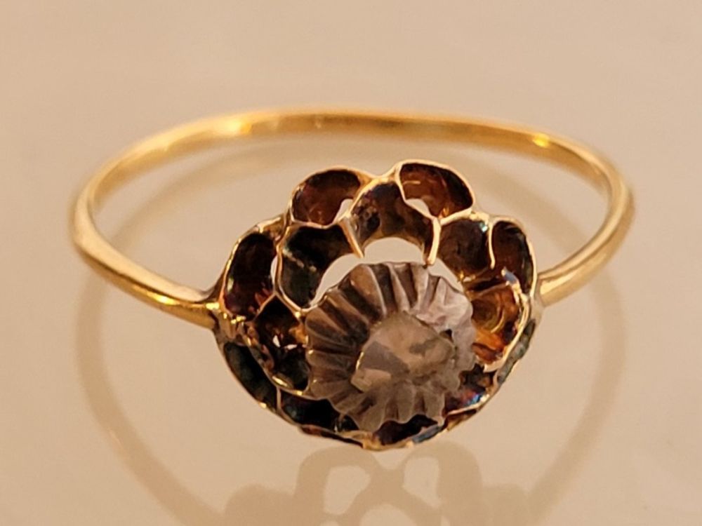 Bague En Or 18 Carats Avec Diamant - 2,44 Grammes - Taille T55/T56 - Occasion - Or 750/1000