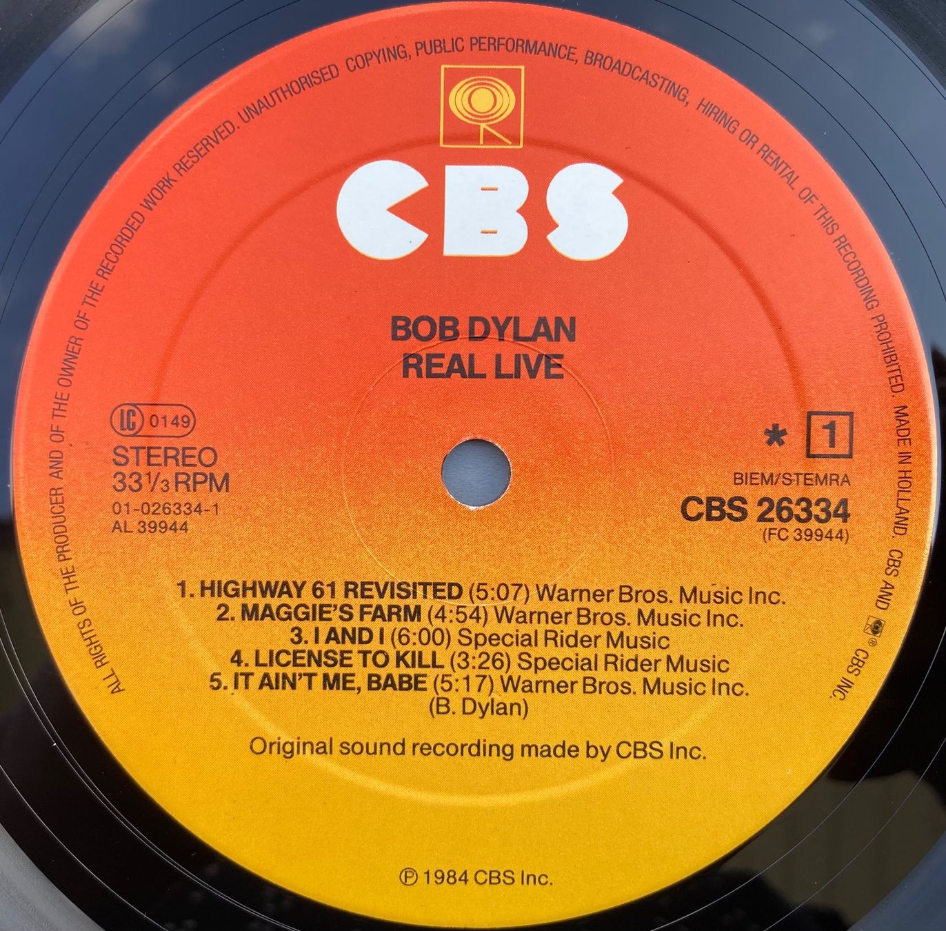 Dischi in vinile: BOB DYLAN - REAL LIVE – Usato da Poliez-Pittet venduto da Newtown-Records 3