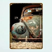 🚗Vintage Rostiger Käfer Metall Blechschild – Retro-Look!🐞