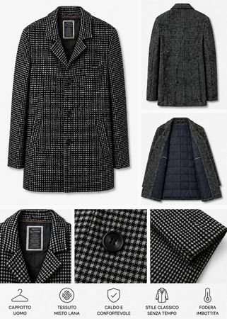 Cappotto in Lana Elegante, Taglia 52