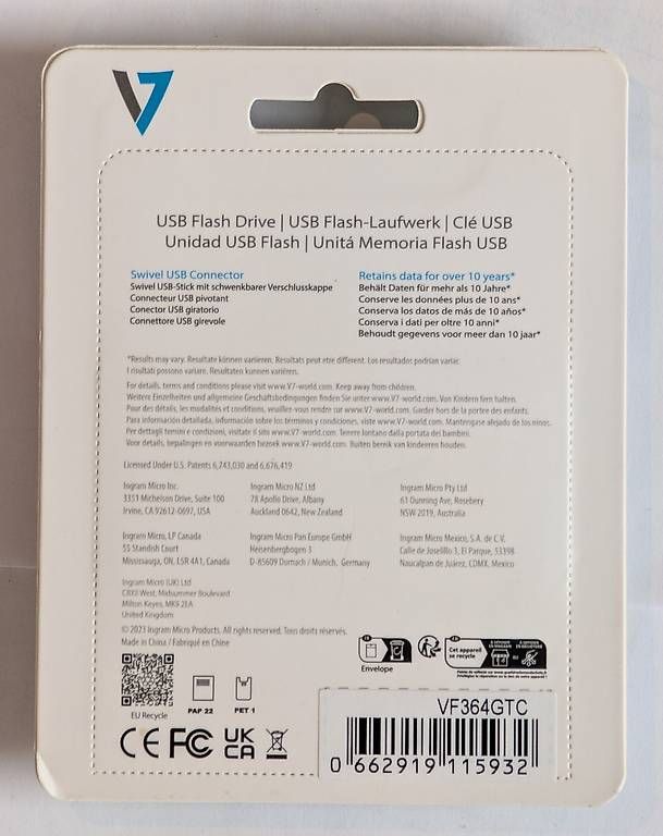 Chiavette USB: Clé USB V7 swivel Type C 3.2,  64 GB – Nuovo e nell'imballaggio originale da Torny le Grand venduto da cla_w6np 1