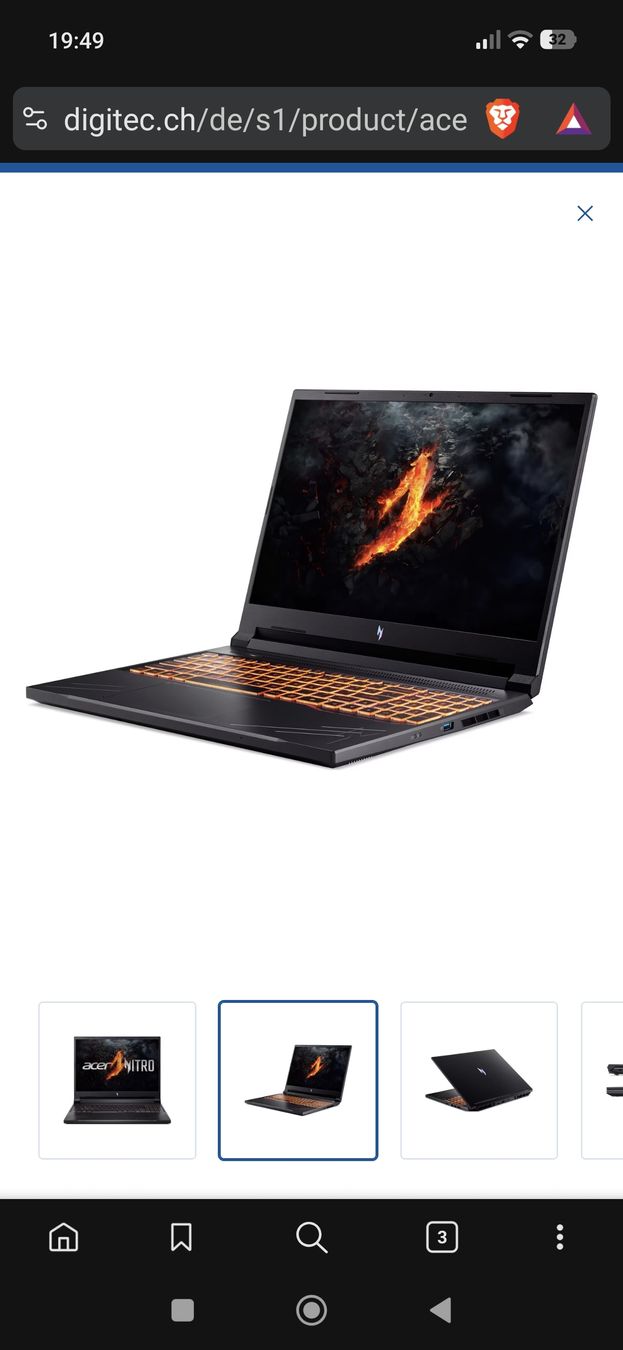 Acer Notebook: Gamer Notebook Acer Nitro V16 – Nuovo (secondo la descrizione) da Trubschachen venduto da alex_feuz