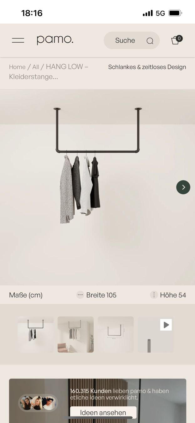 Pamo. Guardaroba: Pamo Design Kleiderstange Hang Low – Usato da Reinach BL venduto da Darcia 1