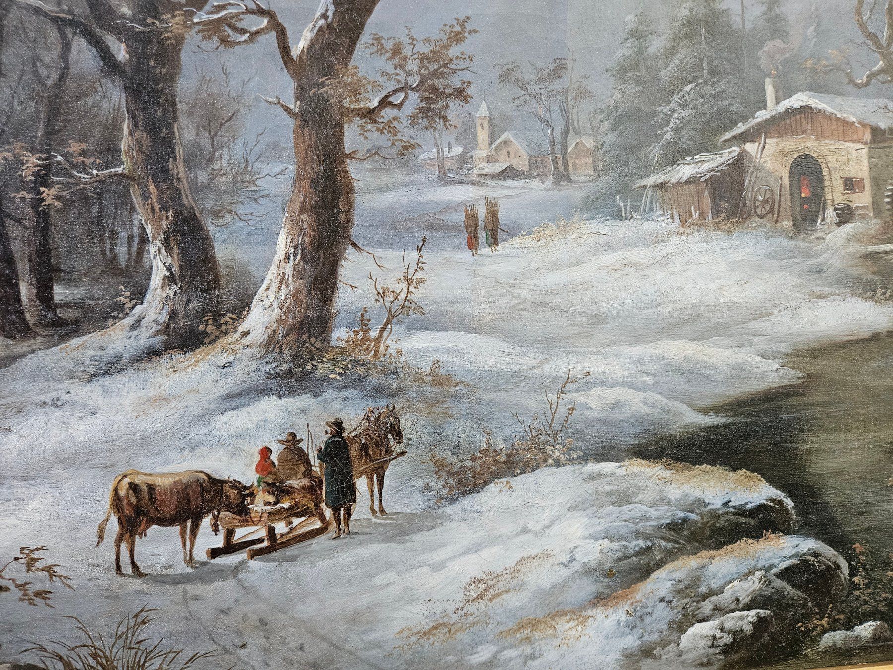 Dipinti: Eduard Böhm Gemälde Ölbild Winterlandschaft Prunkrahmen – Usato da Hünenberg See venduto da Gekko1980 2