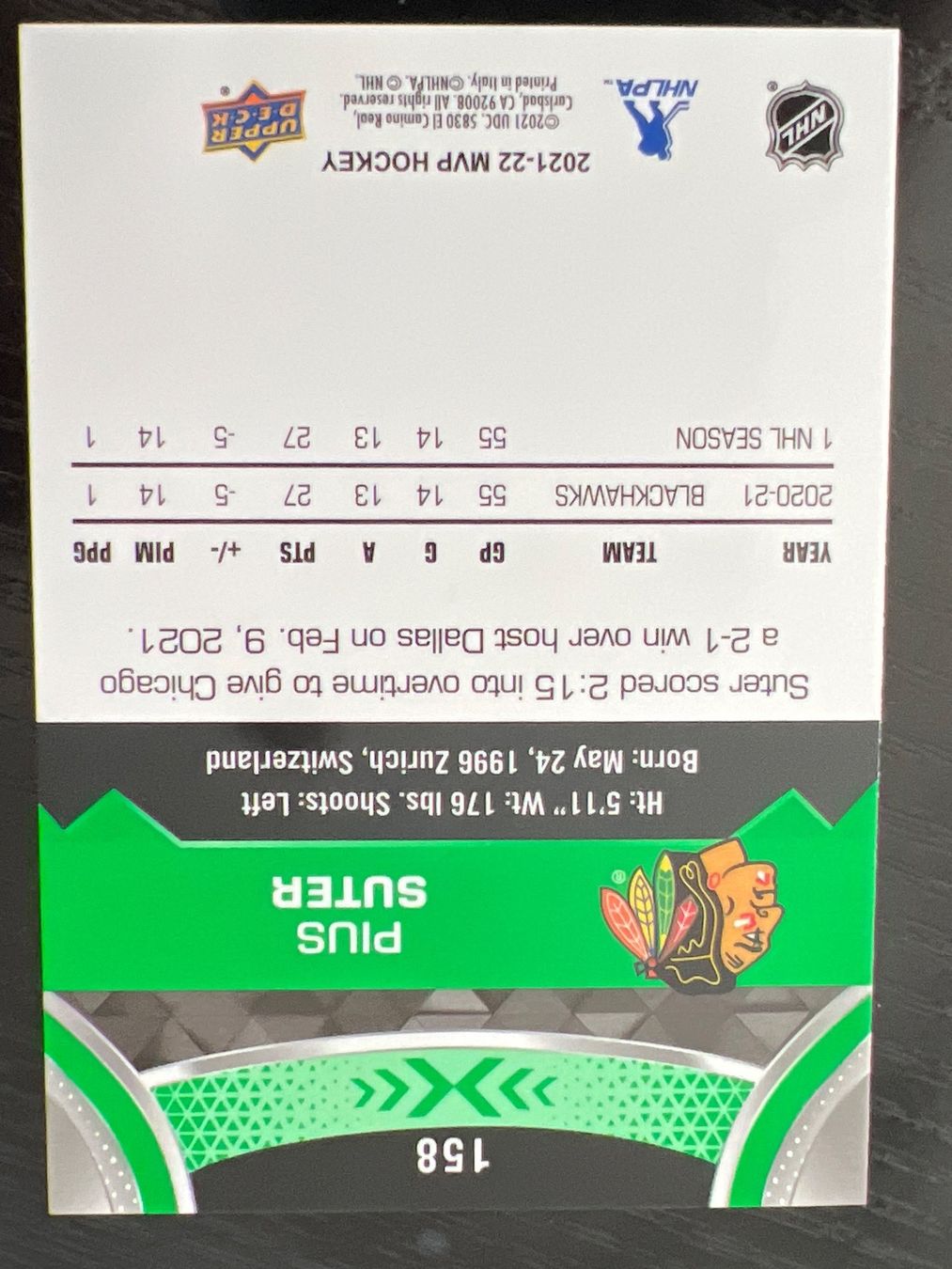 NHL Sammelbilder & Trading cards: NHL Pius Suter Green Script Auto Blackhawks Canucks Wings – Gebraucht aus Heimberg von Buck89 1