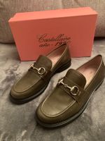 Loafer , Weiches Leder  Gr 38, NEU  ,olivegrun,  Schnalle