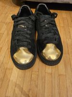 Puma Plateau Sneaker, Schwarz/Gold, Grösse 38 - gut Zustand!