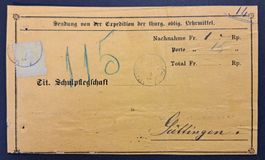 SBK 39 auf Paketkarte Frauenfeld nach Güttingen