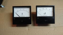 2 Einbau Ampèremeter (0-100 Microampère+ 0-5 Ampère) Gleichs