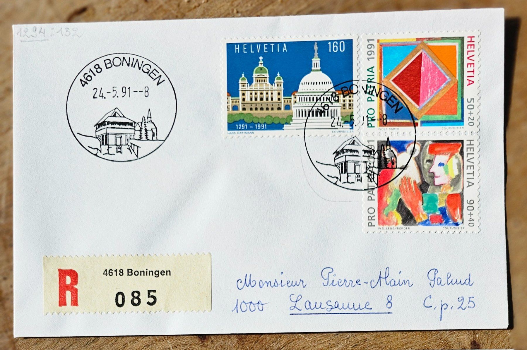 Alle Briefmarken: Sst Brief BONINGEN 24.5.91 – Neu (gemäss Beschreibung) aus Les Valettes von Nuba1