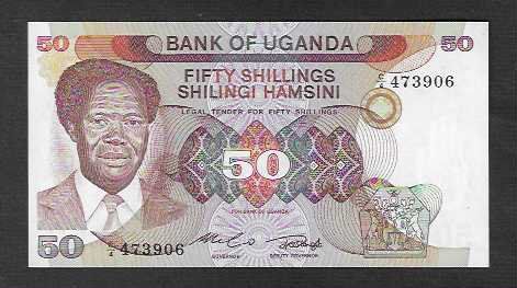 Banconote: Uganda  50  Shilingi  Bankfrisch – Nuovo (secondo la descrizione) da Gordola venduto da coinsandnotes
