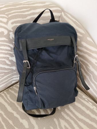 Rucksack Saint Laurent blau Canvas Leder guter Zustand