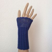 Armstulpen/ Pulswärmer,  jeansblau.  100%  Schurwolle