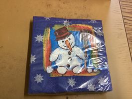20 Weihnachtsservietten Schneemann neu & originalverpackt