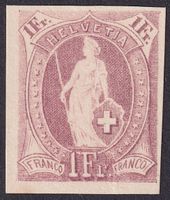 71.4.03a, Probedruck lila ungezähnt, Stehende Helvetia 1881