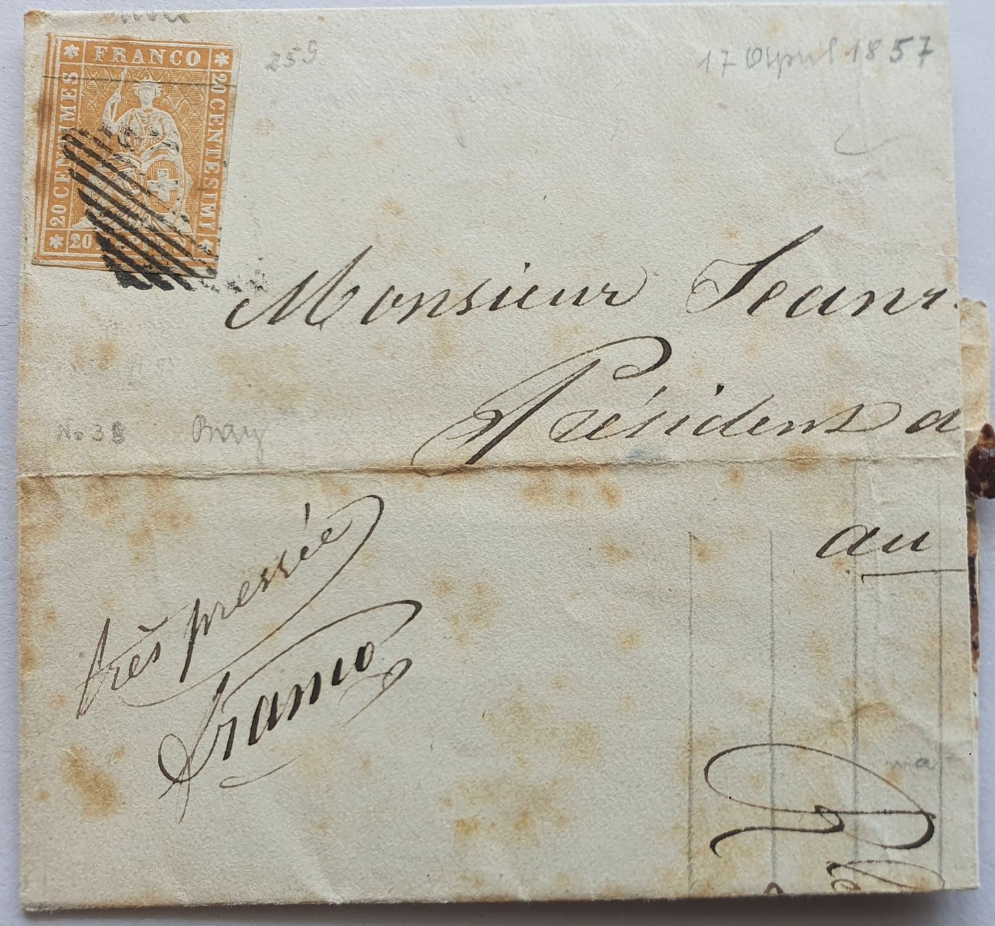 Tutti i francobolli: Strubel 25B 17.4.1855 – Usato da Balgach venduto da SIMEON27