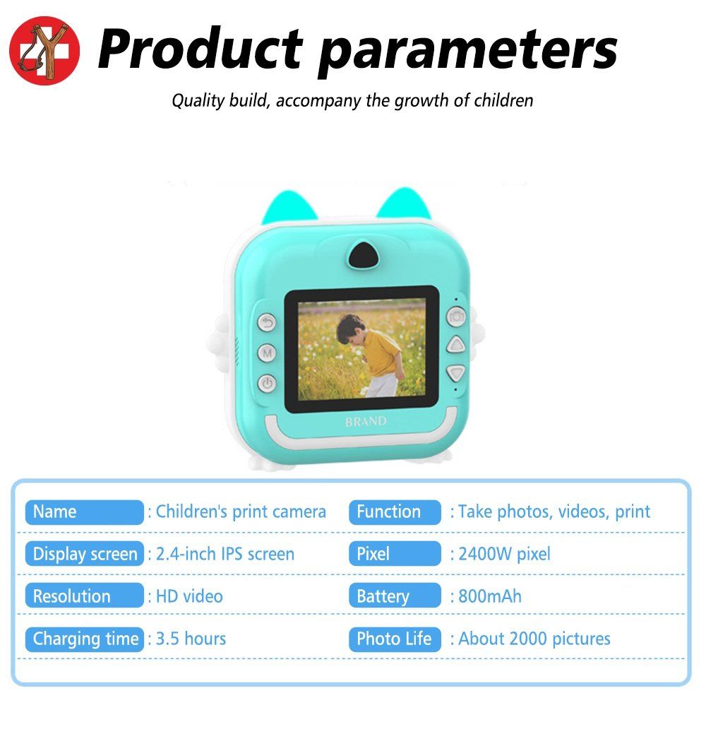 Fotocamera: Cooles Kinder Sofortbildkamera-SET mit integriertem Drucker – Nuovo e nell'imballaggio originale da Tumegl/Tomils venduto da Steinschleuder-Shop 7
