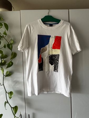Hugo Boss T-Shirt, Weiss mit Print, Top,Grösse L