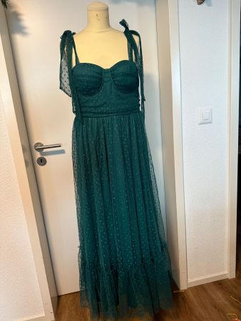 Dunkelgrünes Tüllkleid, Abendkleid, Grösse 44 ungetragen