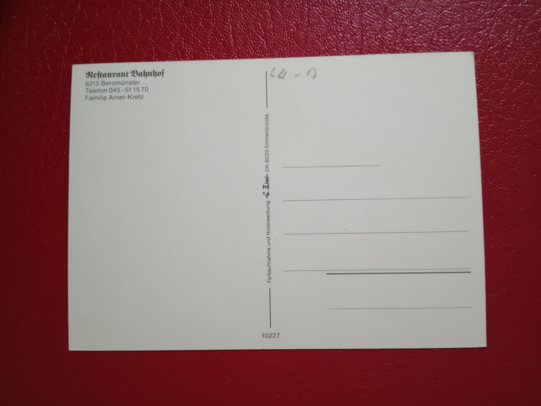 Cartoline postali: Beromünster Luzern Restaurant Bahnhof – Usato da Küttigen venduto da Melisch1000 1