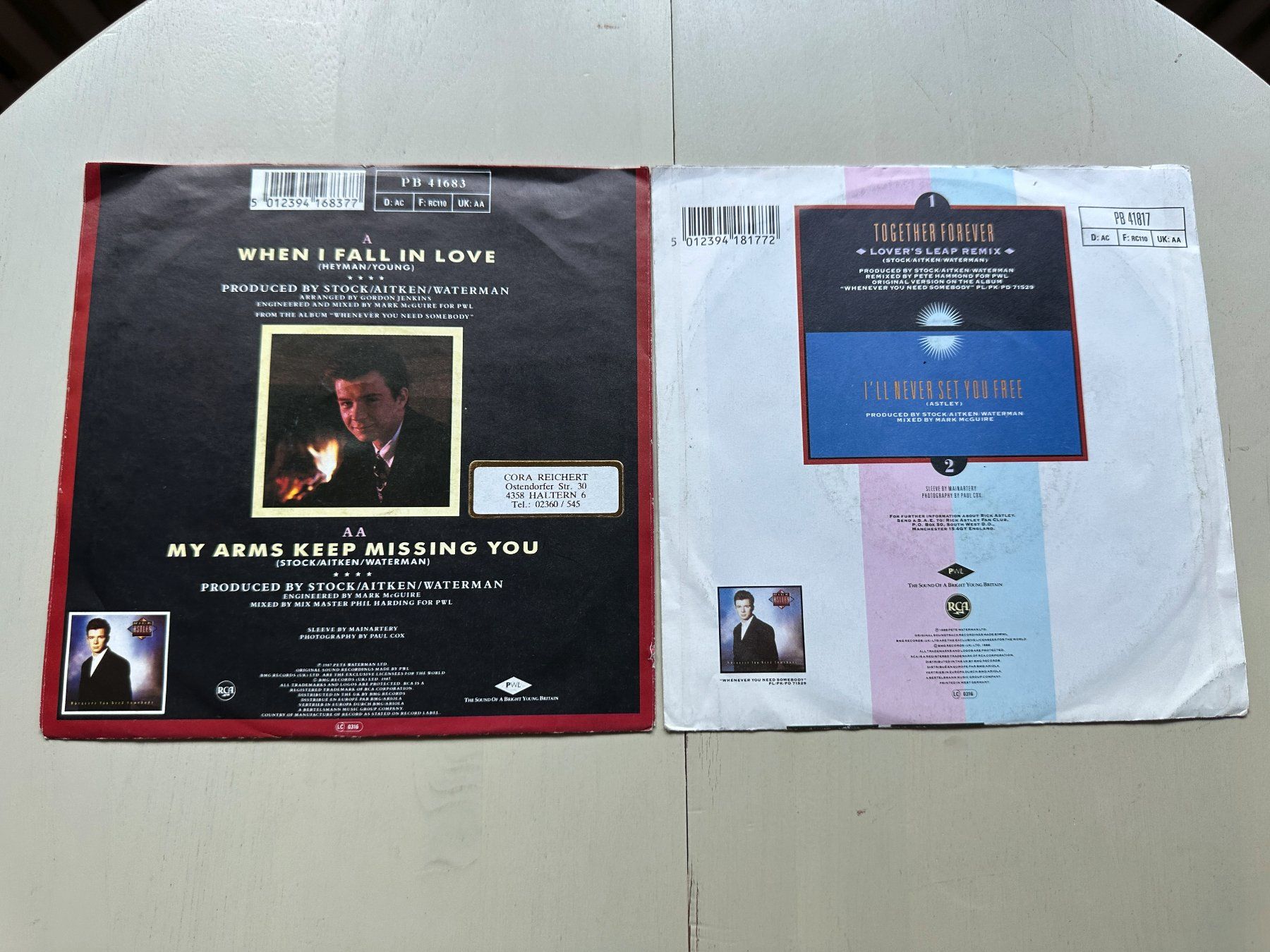 Schallplatten: RICK ASTLEY tolle Singles Kult 80's – Gebraucht aus Basel von Partridge 1