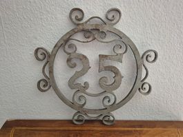 Vintage Gusseisen Schild Hausnummer Nr. 25 Fabrik Design