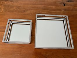 Kosmetik Tabletts Spiegel Metall 2 Stk. neuwertig