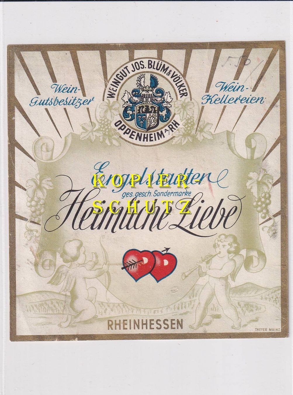 Carta: Etikette - Engelstadter "Heimliche Liebe" /bd – Usato da Hombrechtikon venduto da Rudolf07