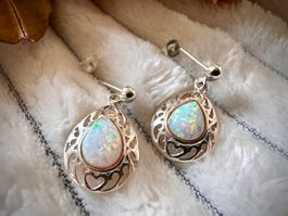 Ohrringe Silber 925 synthetischer Edel Opal( Neu)