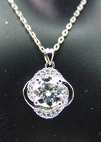 1 ct Moissanit Anhänger mit Halskette aus 925 Silber