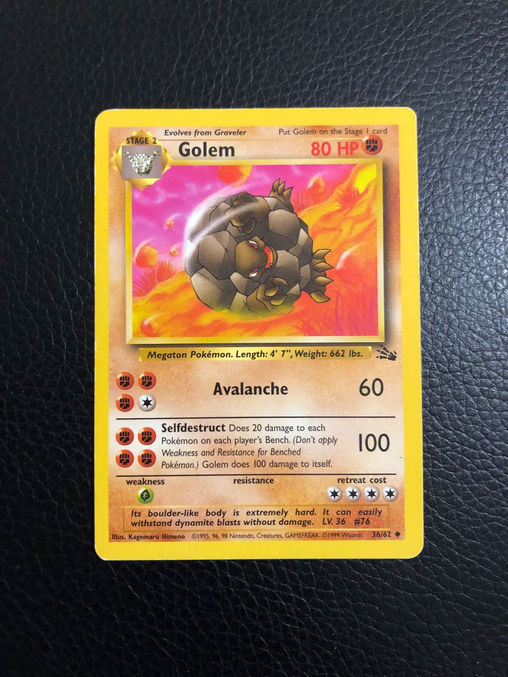 Pokémon Carte collezionabili: Fossil Golem 36/62 Ab 1 – Usato da Paradiso venduto da Pkmn10