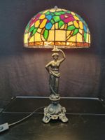 Tischlampe  Haller - Tiffany Stil mit Frauenfigur, H 52 cm
