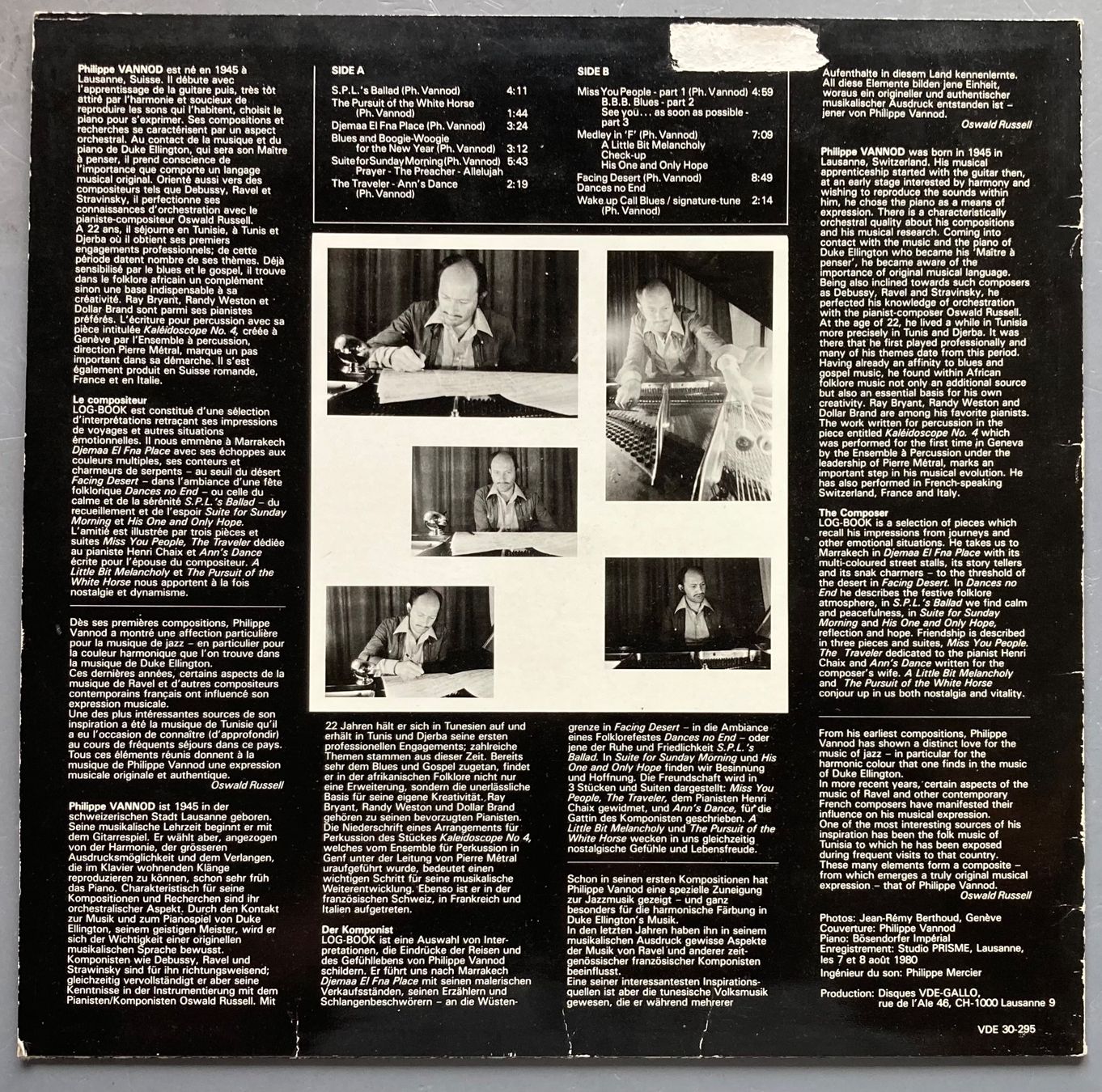 Vinyles: PHILIPPE VANNOD - PIANO SOLO – D'occasion à Poliez-Pittet par Newtown-Records 1