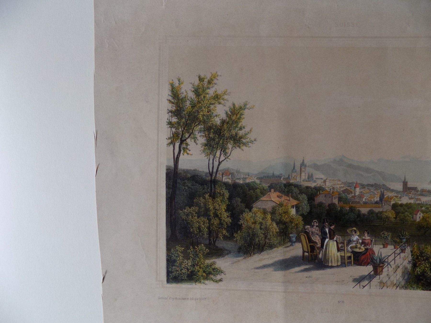 Incisioni: Lausanne vue Generale Lithographie – Usato da Risch venduto da Antikfee 3