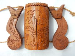 **Asiatische Holz Elefantenglocke, Vintage Deko**