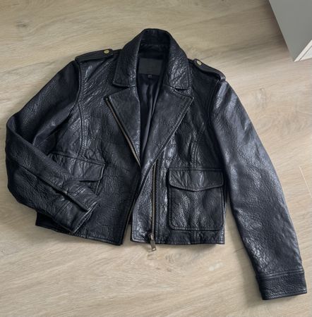 Veste en cuir MASSIMO DUTTI Neuve, Taille M