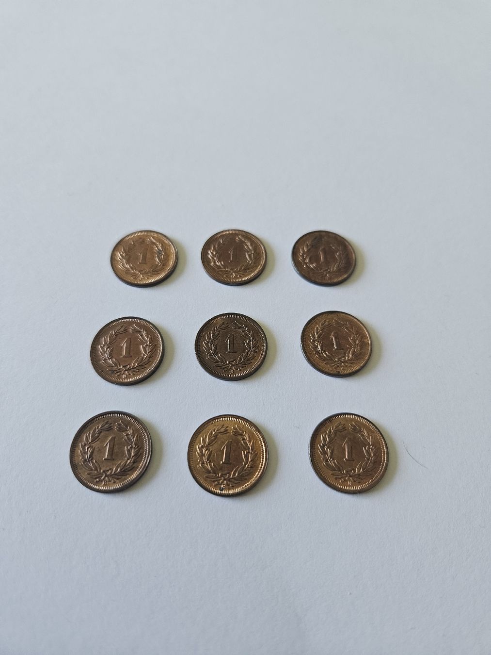 Tutti le monete: 1 Rappen 1937, 9 stk. – Usato da Pfäffikon ZH venduto da Melibol 1