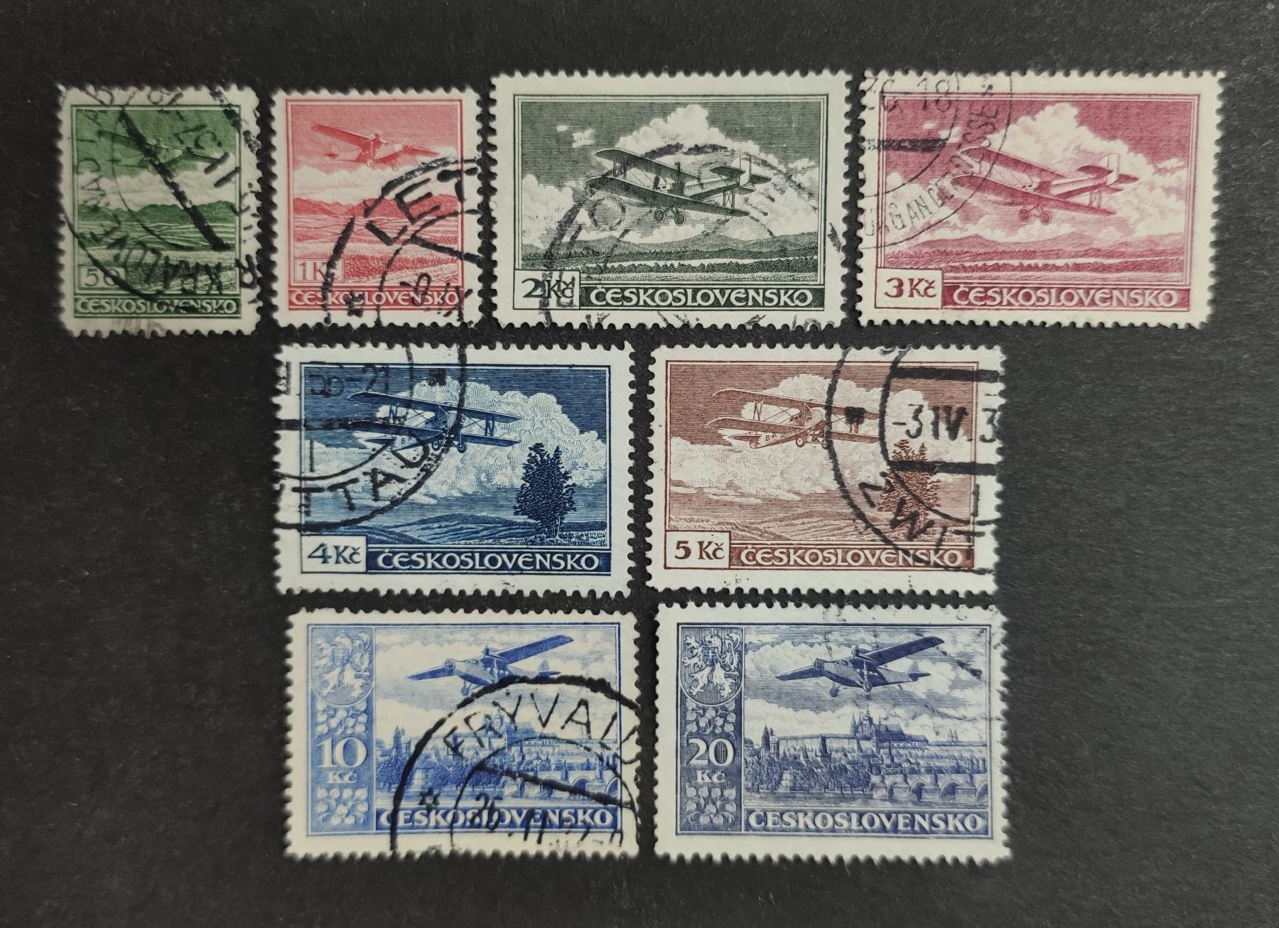 Tutti i francobolli: Tschechoslowakei 1930, Flugpost, Satz gestempelt – Usato da Wil SG venduto da Zazal